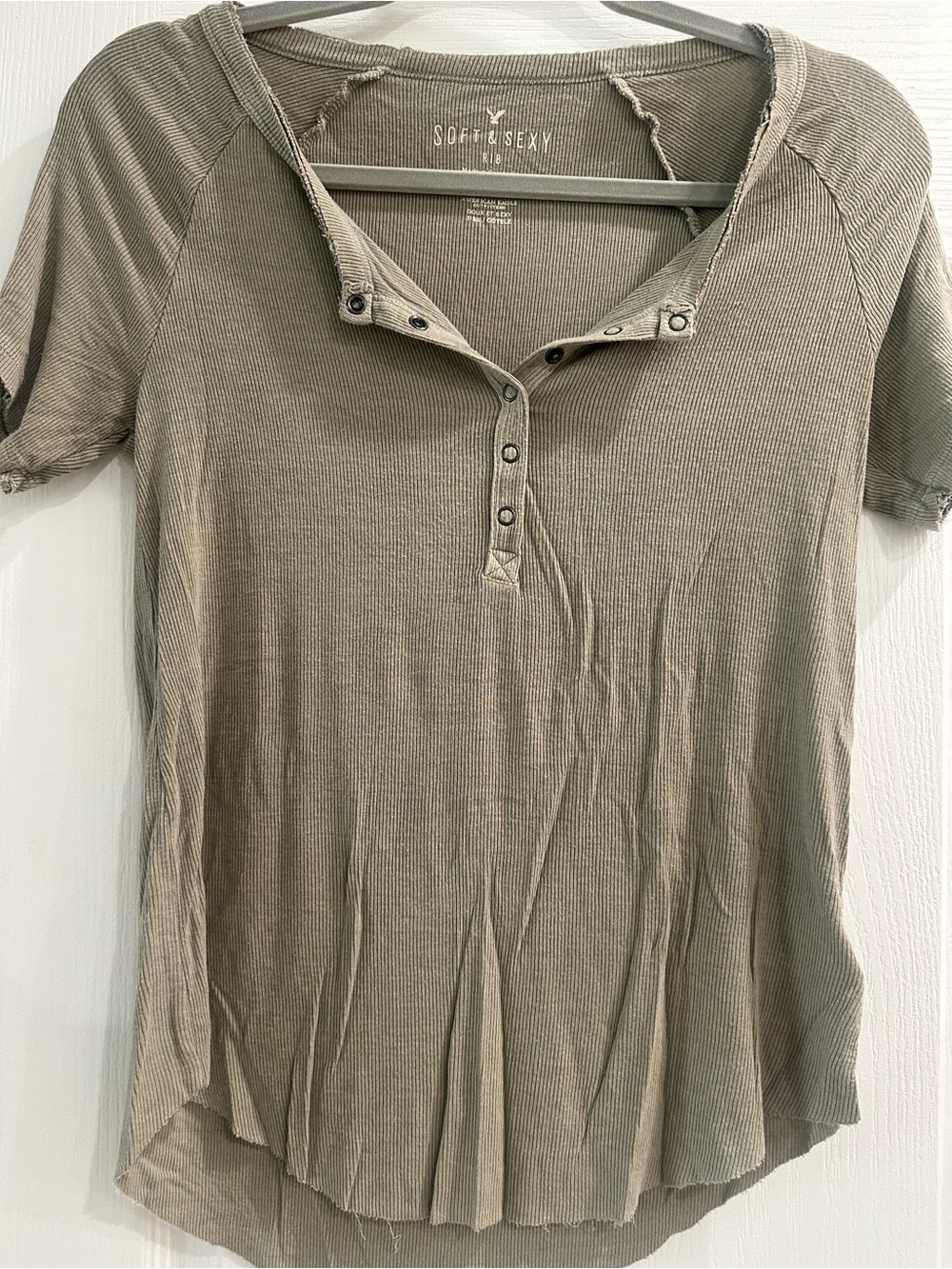 Soft & Sexy Olive Short-Sleeve Henley Top